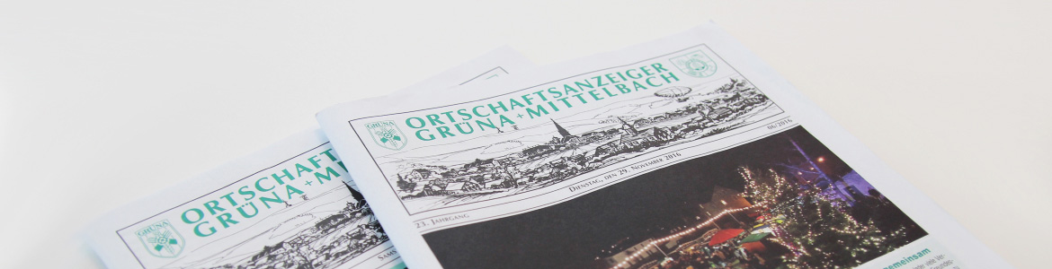 Anzeiger_Gruena_Mittelbach Ortschaftsanzeiger Gruena und Mittelbach - Mugler Druck und Verlag